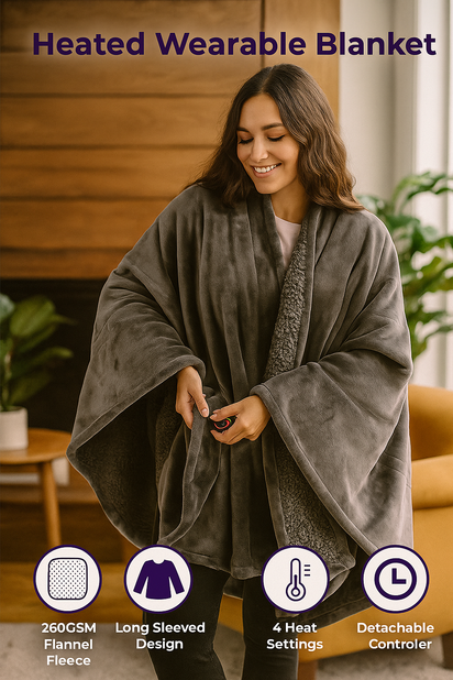 Premium Wearable Heating Blanket – Ultra-Soft, USB, and Rechargeable Warmth On-the-Go